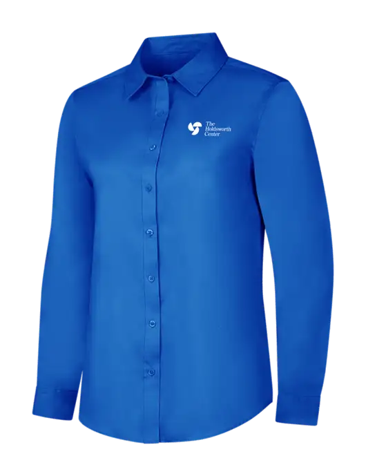 Womens Long Sleeve Royal Blue Superpro React Twill Shirt w/Holdsworth Center Logo