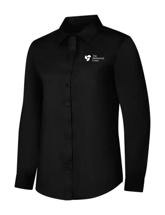 Womens Black Long Sleeve Superpro React Twill Shirt w/Holdsworth Center Logo