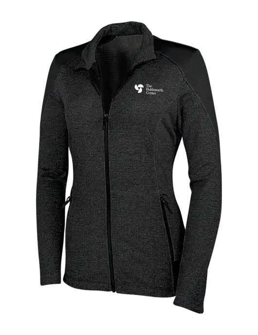Womens Black Grid Fleece Jacket w/Holdsworth Center Logo