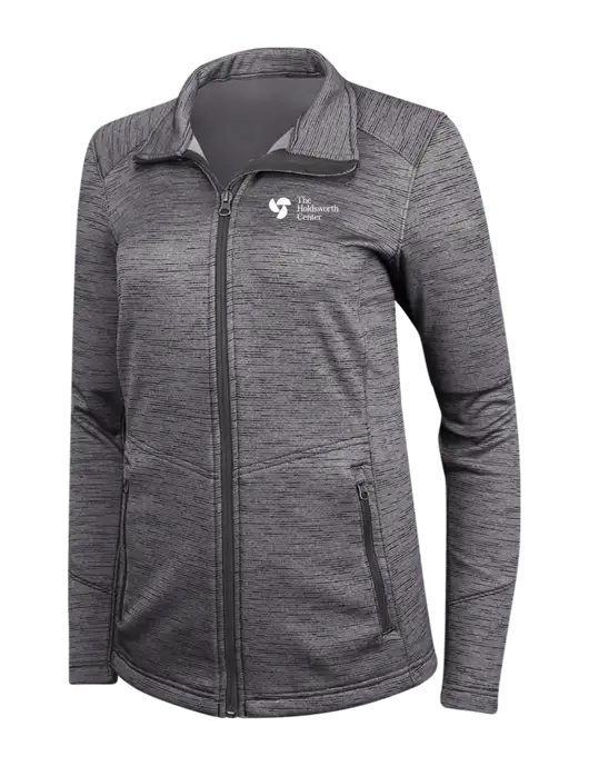 Womens Dark Grey Digi Stripe Fleece Jacket w/Holdsworth Center Logo