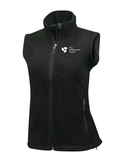 Womens Black Fleece Vest w/Holdsworth Center Logo