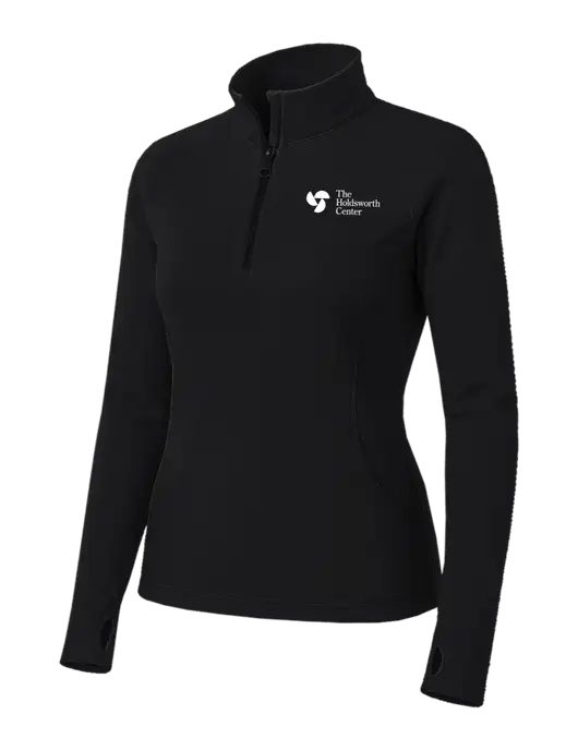 Womens Black Sport Wick Stretch 1/4 Zip Pullover w/Holdsworth Center Logo