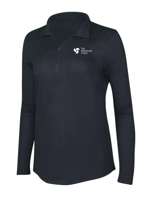 Black Triad Solid Womens Posicharge Tri-Blend Wicking 1/4 Zip Pullover w/Holdsworth Center Logo