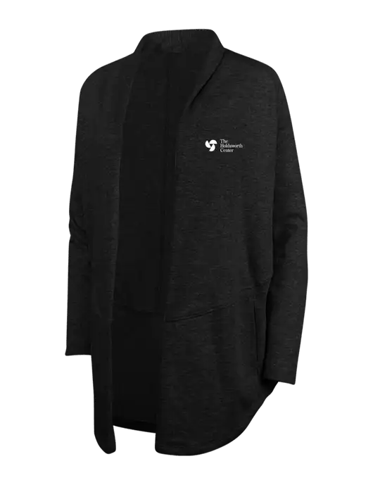 Deep Black/Charcoal Heather Womens Interlock Cardigan w/Holdsworth Center Logo