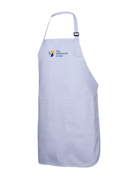 Full-Length White Apron With Pockets w/Holdsworth Center Logo