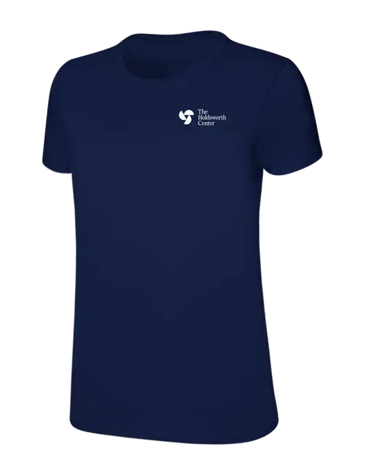 Womens Ring Spun Navy 4.5 oz T-Shirt w/Holdsworth Center Logo