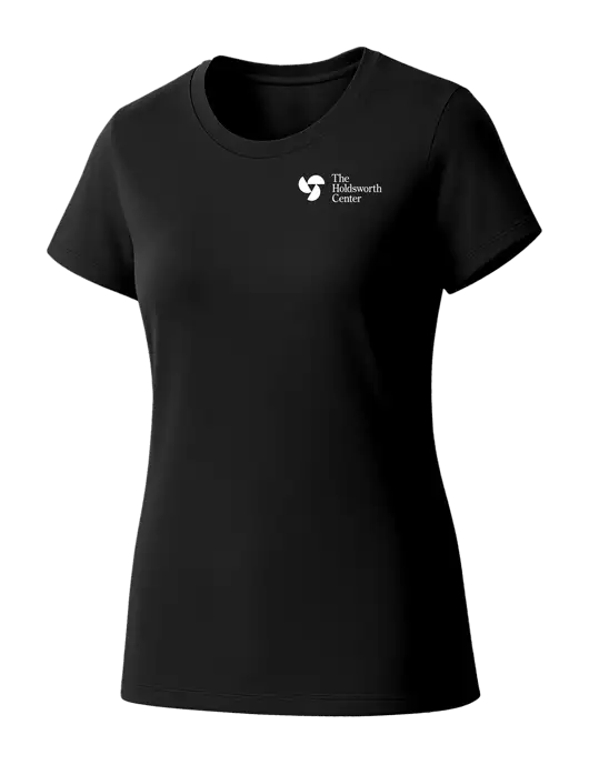Womens Seriously Soft Black T-Shirt w/Holdsworth Center Logo