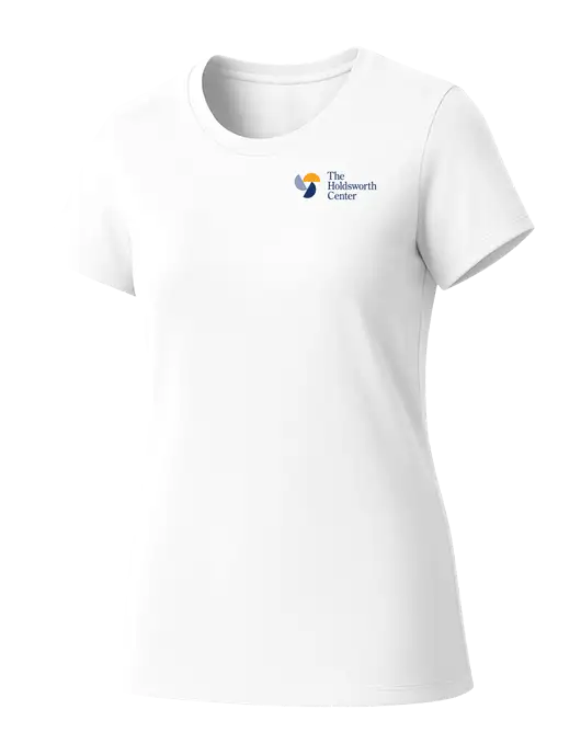 Womens Seriously Soft White T-Shirt w/Holdsworth Center Logo