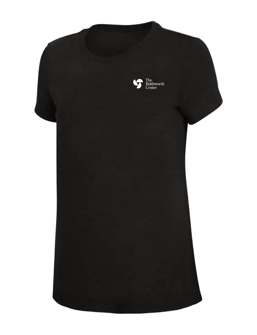 Womens Simply Soft Black 4.5oz Poly/Combed Ring Spun Cotton T-Shirt w/Holdsworth Center Logo