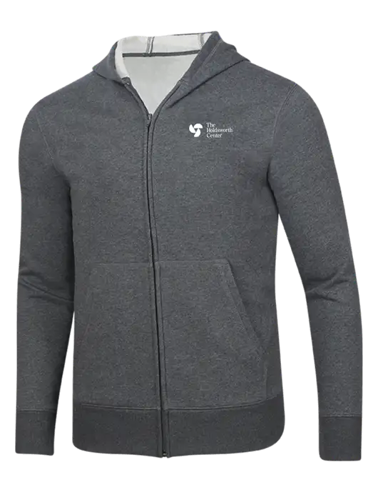 Full-Zip Dark Grey Heather Heavyweight Hooded Sweatshirt w/Holdsworth Center Logo