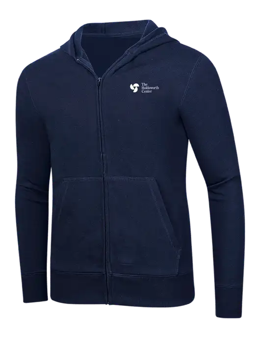 Full-Zip Navy Heavyweight Hooded Sweatshirt w/Holdsworth Center Logo