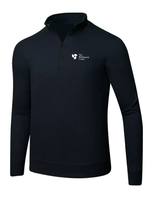 Jet Black 8.5 oz Ring Spun 1/4 Zip Pullover Sweatshirt w/Holdsworth Center Logo