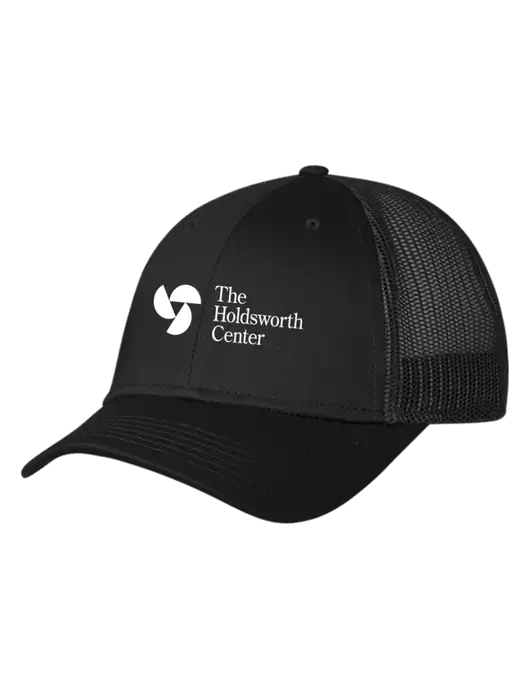 Black Mesh Trucker Cap Snap Back w/Holdsworth Center Logo
