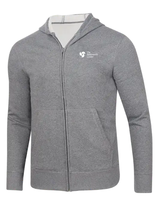Full-Zip Medium Grey Heather Heavyweight Hooded Sweatshirt w/Holdsworth Center Logo