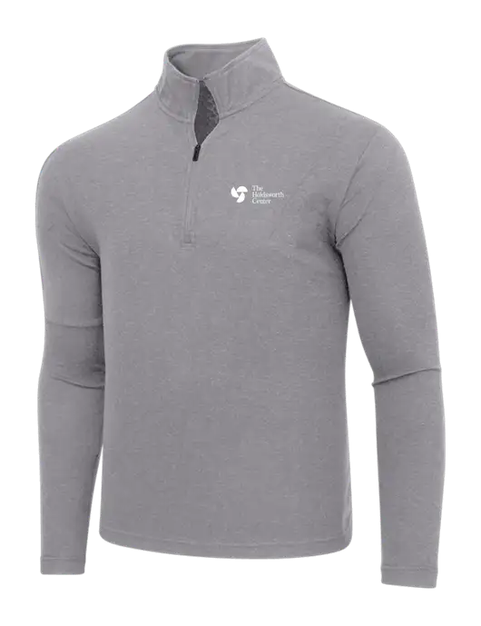 Adidas Medium Grey Melange 3 Stripes Quarter Zip Sweater w/Holdsworth Center Logo