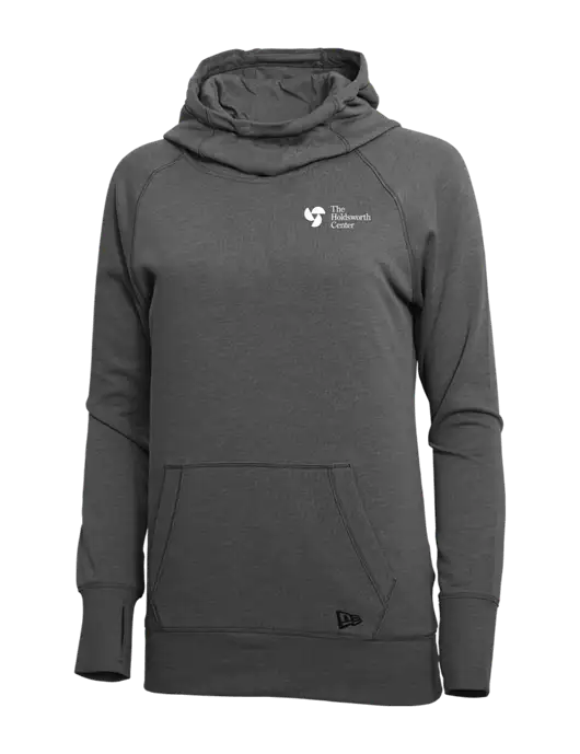 New Era Black Heather Womens Tri-Blend Fleece Pullover Hoodie w/Holdsworth Center Logo