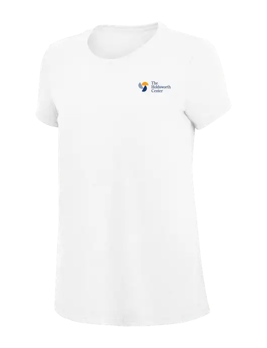 Womens Simply Soft White 4.5oz Poly/Combed Ring Spun Cotton T-Shirt
 w/Holdsworth Center Logo