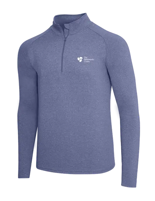 Navy Heather Sport Wick Stretch 1/4 Zip Pullover w/Holdsworth Center Logo