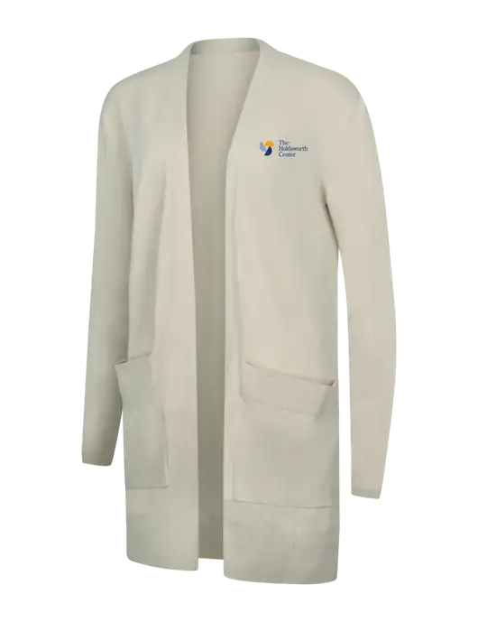 Mercer+Mettle Womens Ivory Open Front Cardigan Sweater w/Holdsworth Center Logo