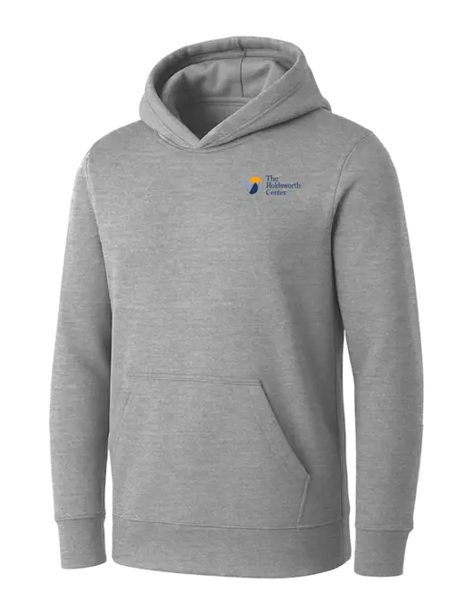 Womens Light Grey Heather Core Fleece Pullover Hooded Sweatshirt w/Holdsworth Center Logo
