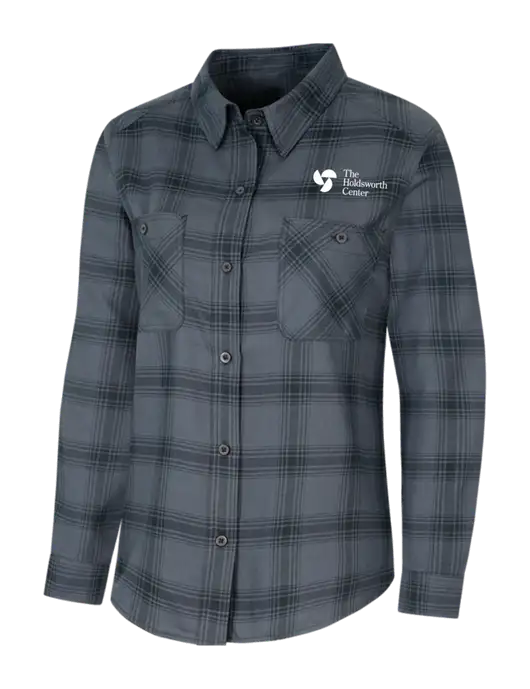 Womens Grey/Black Plaid Flannel Shirt w/Holdsworth Center Logo