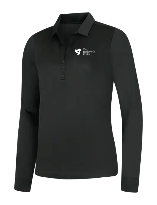 Womens Black Silk Touch Performance Long Sleeve Polo w/Holdsworth Center Logo