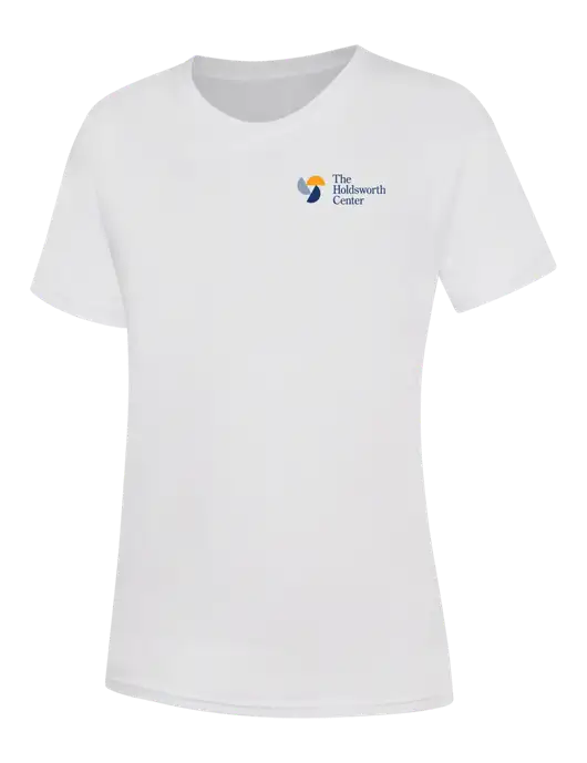 Womens White Core Blend Tee w/Holdsworth Center Logo