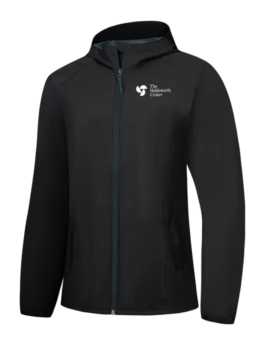 Womens Black Essential Rain Jacket w/Holdsworth Center Logo