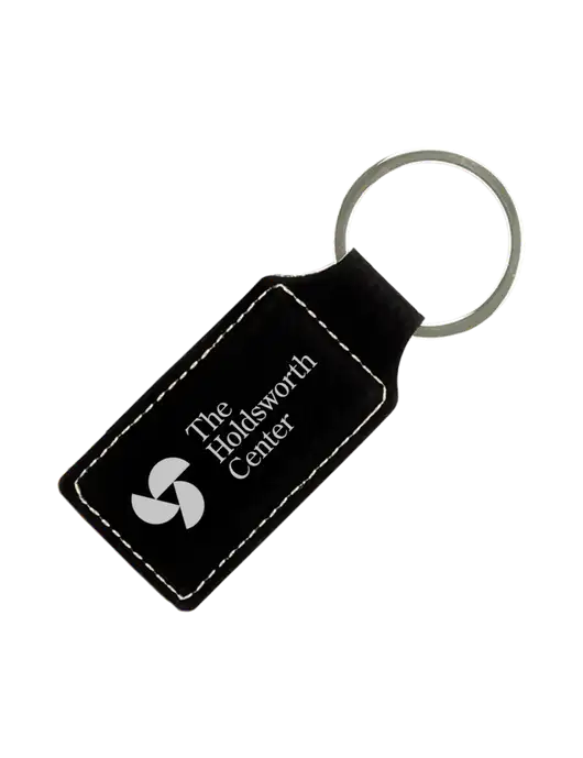 Black Laserable Leatherette Rectangle Keychain w/Holdsworth Center Logo