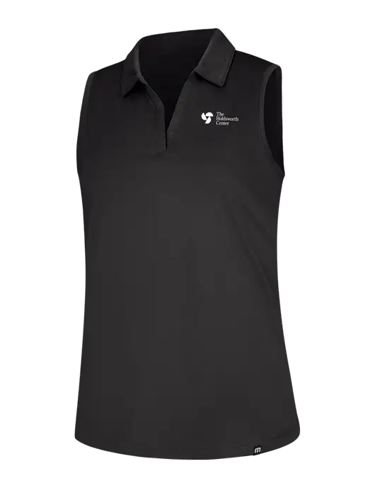 TravisMathew Womens Black Coto Performance Sleeveless Polo w/Holdsworth Center Logo