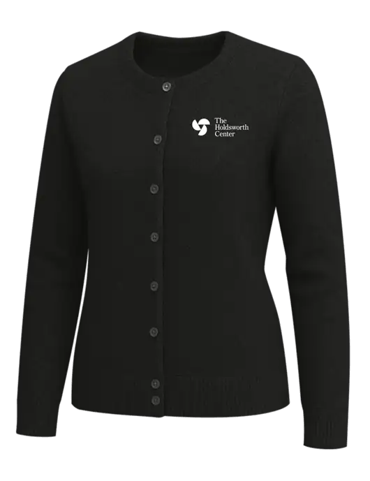 Brooks Brothers Womens Black Washable Merino Cardigan Sweater w/Holdsworth Center Logo