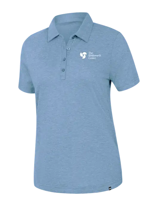TravisMathew Womens Light Blue Heather Sunnyvale Polo w/Holdsworth Center Logo
