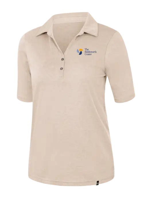 TravisMathew Womens Light Tan Heather Sunsetters Polo w/Holdsworth Center Logo