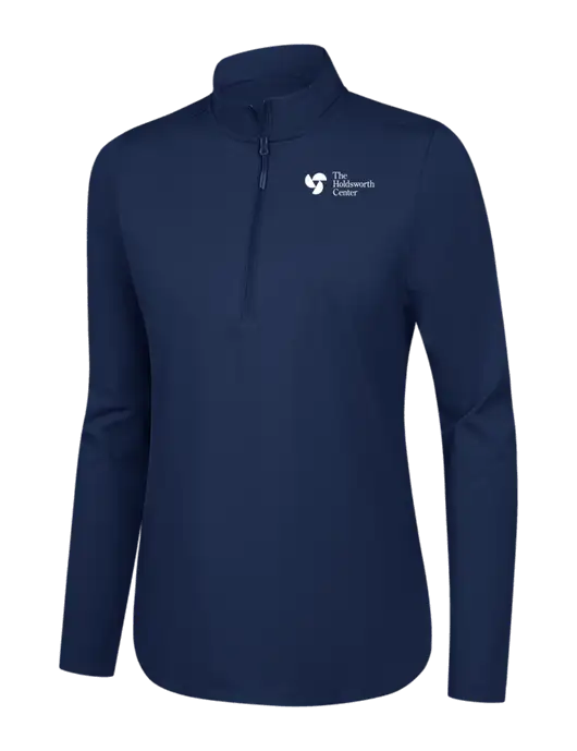  Womens Dark Navy C-FREE Double Knit 1/4-Zip w/Holdsworth Center Logo
