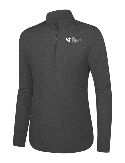  Womens Dark Grey Heather C-FREE Double Knit 1/4-Zip w/Holdsworth Center Logo