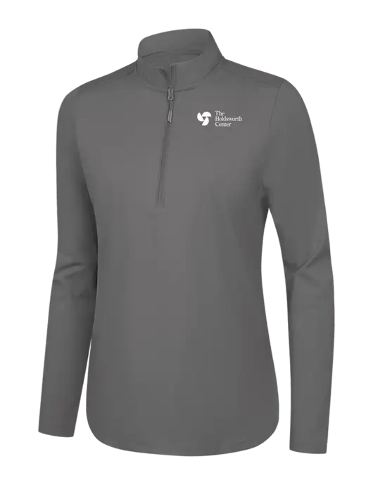  Womens Dark Medium Grey C-FREE Double Knit 1/4-Zip w/Holdsworth Center Logo