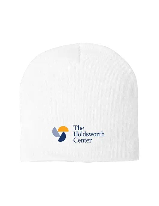 Solid White Element Knit Beanie w/Holdsworth Center Logo