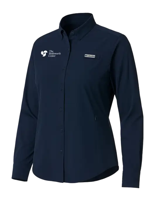 Columbia Navy Womens PFG Tamiami II Long Sleeve Shirt w/Holdsworth Center Logo