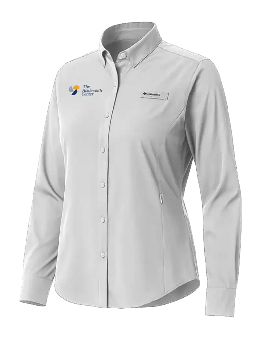 Columbia Grey Womens PFG Tamiami II Long Sleeve Shirt w/Holdsworth Center Logo