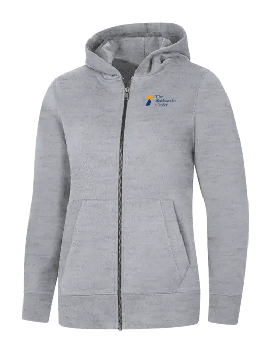 Womens Light Grey Heather Re-Fleece Full-Zip Hoodie w/Holdsworth Center Logo