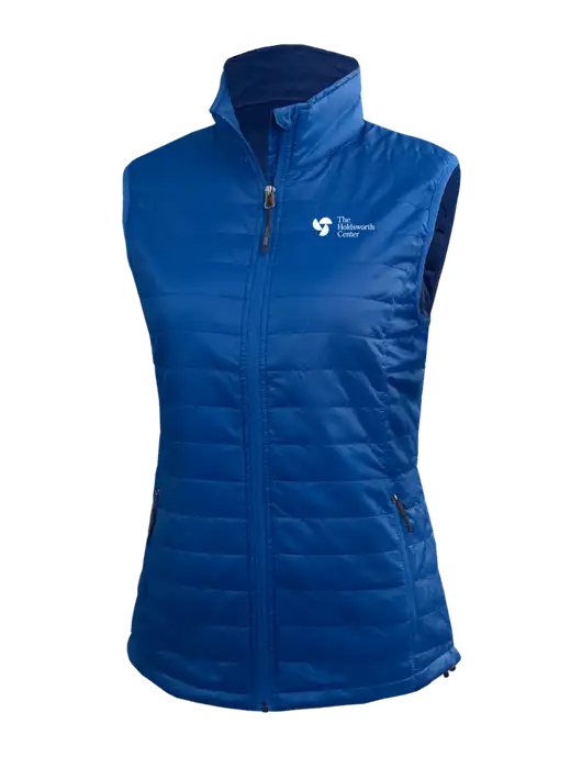Womens Packable Royal Puffy Vest w/Holdsworth Center Logo