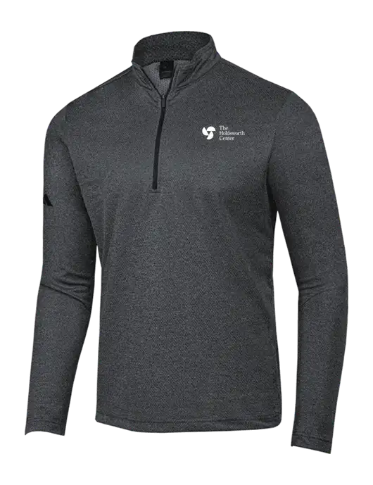 Adidas Black Melange Space Dyed Quarter-Zip Pullover w/Holdsworth Center Logo