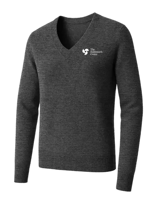 Brooks Brothers Womens Medium Grey Heather Washable Merino V-Neck Sweater w/Holdsworth Center Logo