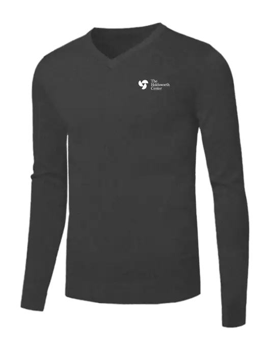 Brooks Brothers Medium Grey Heather Washable Merino V-Neck Sweater w/Holdsworth Center Logo