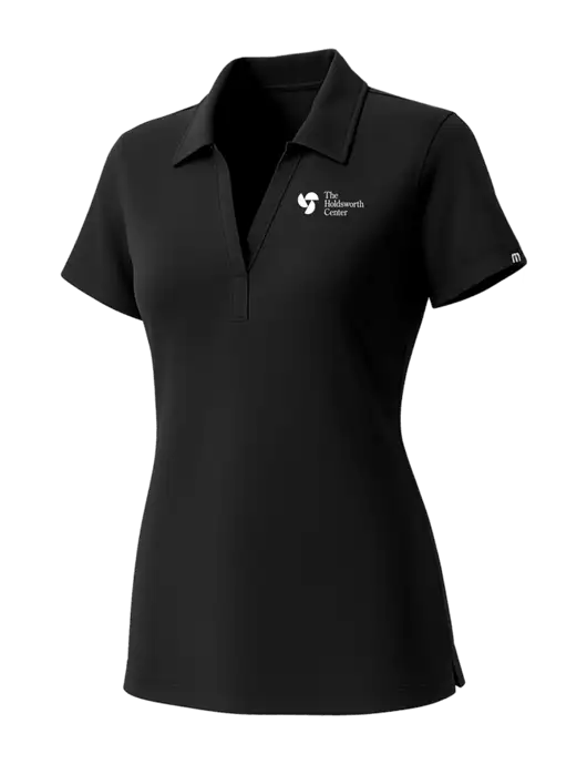 TravisMathew Womens Black Glenview Solid Polo w/Holdsworth Center Logo