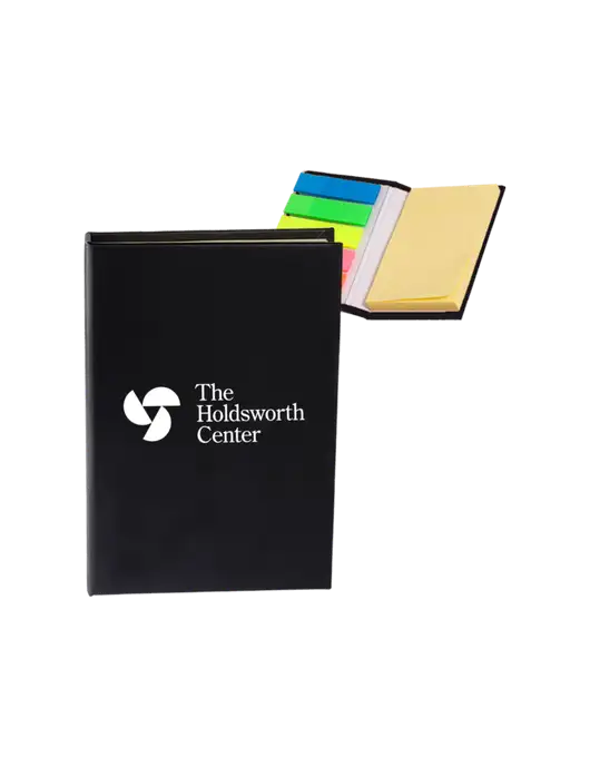 Black Micro Sticky Note Pad, 2 x 3.25 w/Holdsworth Center Logo
