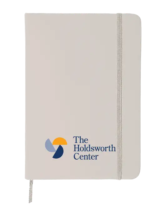 White Comfort Touch Bound Journal 5" X 7" w/Holdsworth Center Logo