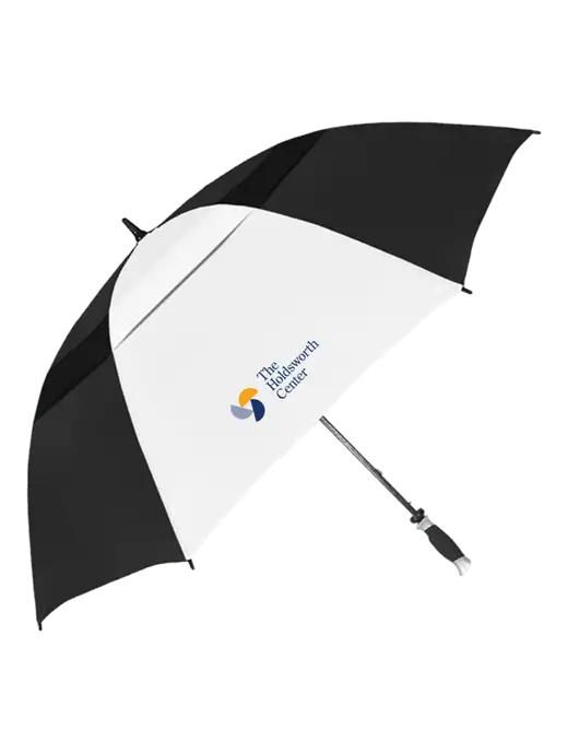 Black/White Vented Typhoon Tamer Golf Umbrella w/Holdsworth Center Logo