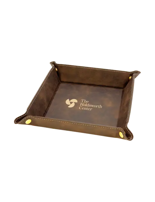 Rustic Leatherette Valet Tray, 6 x 6 w/Holdsworth Center Logo