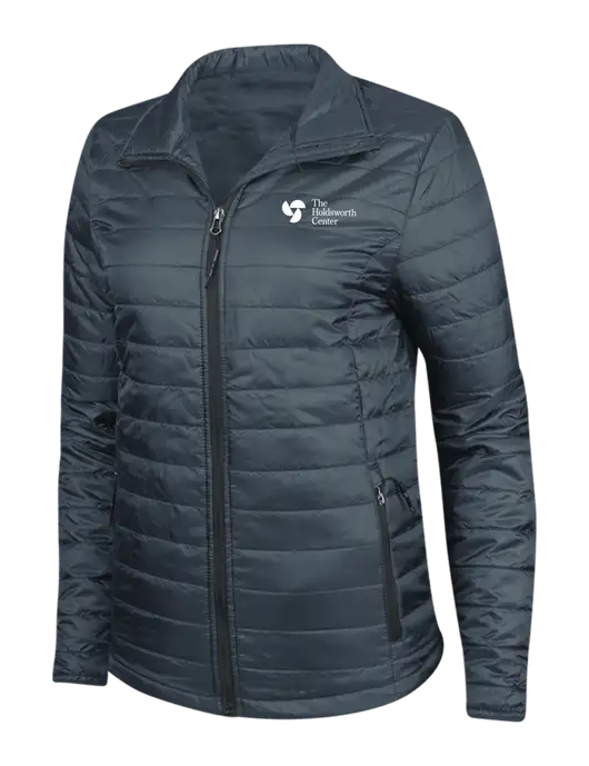 Navy Womens Puffy Packable Jacket w/Holdsworth Center Logo